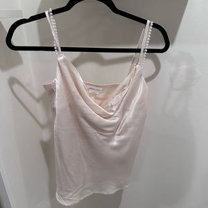 Satin tank with pearl straps